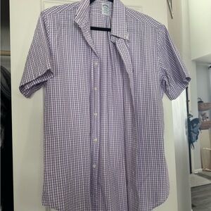 Brooks Brothers Purple Gingham Men's Shirt Size Medium